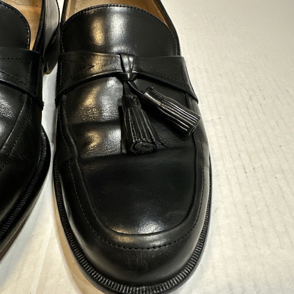 Men's Johnston & Murphy Horner Black Loafers Dress Shoes 8 1/2 M Leather Tassel - Picture 3 of 11